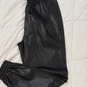 Zara Black Faux Leather Joggers